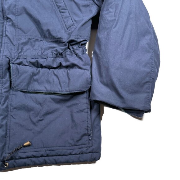 Fred Perry Parka Jacket Blue Mens Large Zip Snap Winter Quilted Interior Coat - Picture 5 of 14